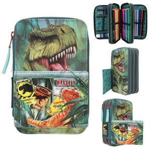 Dino World Triple Filled Pencil Case - Danger