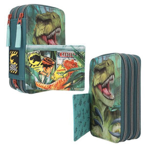 Dino World Triple Filled Pencil Case - Danger