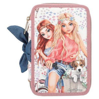 Top Model Triple Filled Pencil Case Velo Fleur(2xgirls w dog