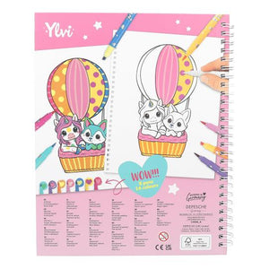 Top Model Ylvi Colouring Book & 7 Dbl Sided Pens, Magic Pen