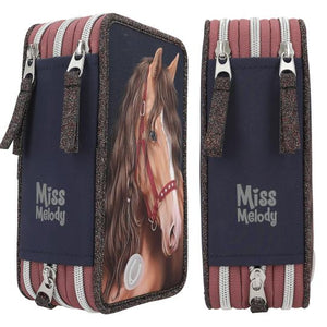 Miss Melody Triple Filled Pencil Case - Leo Glitter