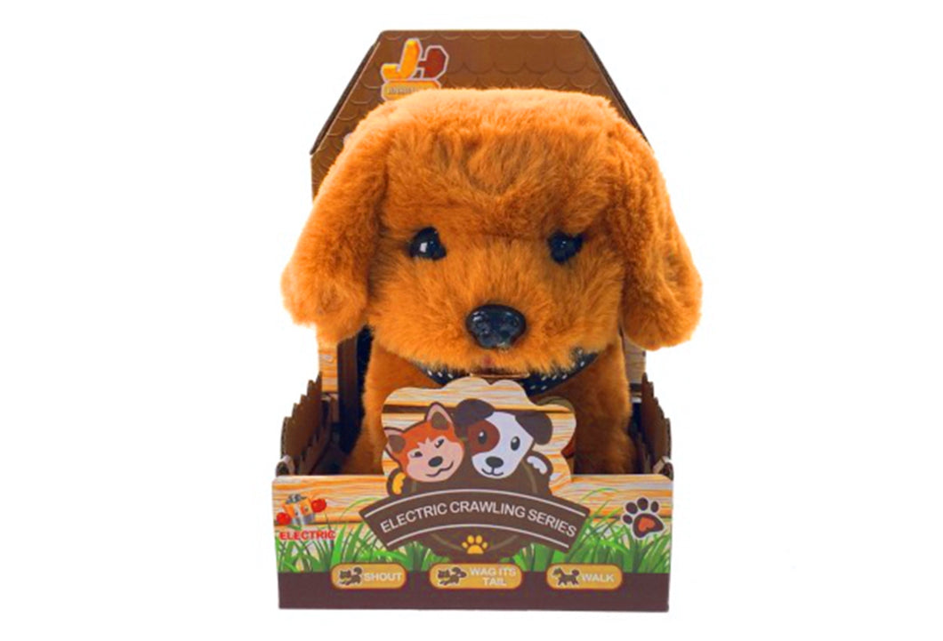 Electric Crawling Plush Dog Brown Retriever