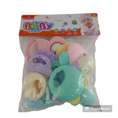 Silicone Teether & Rattles 10pc (pastel colurs)