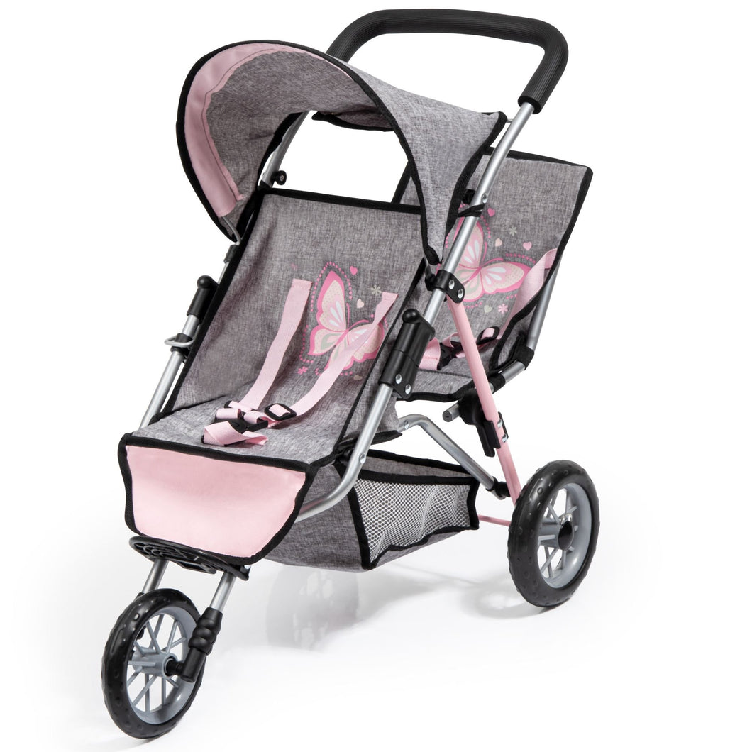 Twin Jogger Duo Dolls Pram Pink Grey Bayer Toyville South Africa