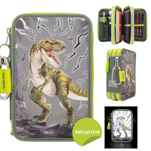 Dino World Triple Filled Pencil Case - Reflector