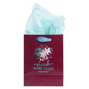 Gift Bag Small Happy Birthday (Maroon with Flowers)