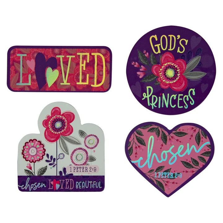 Magnet Set - God's Princess 4pc (Carded) (Pink & Purple)