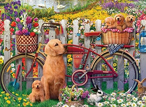 Puzzle 1500pc Garden Dogs with Bike