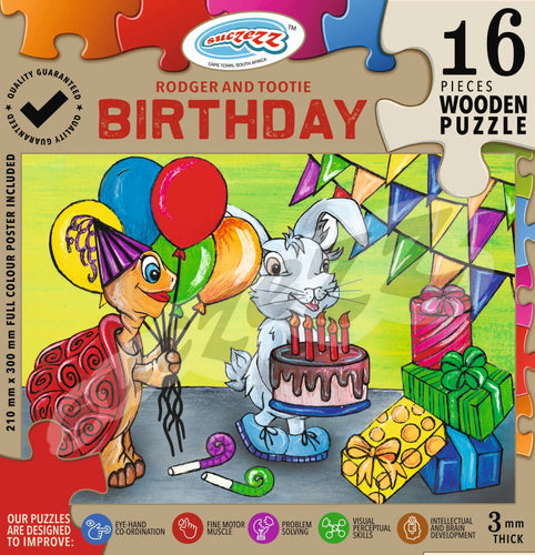 Puzzle 16pc Rodger & Tootie : Birthday (Wooden)