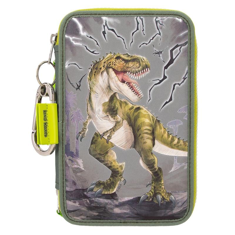 Dino World Triple Filled Pencil Case - Reflector