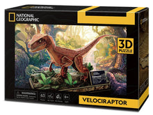 Load image into Gallery viewer, Puzzle 3D Velociraptor 63pc (National Geographic)