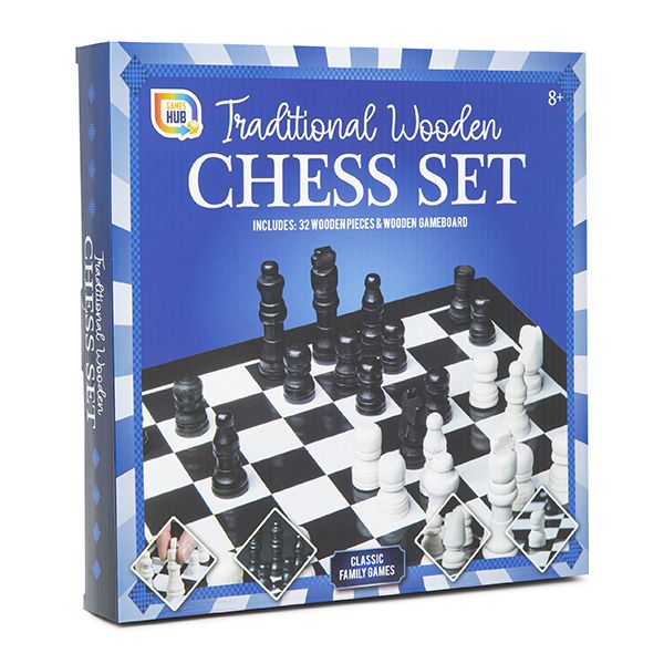 Games Hub Wooden Chess Set (Blue Box)