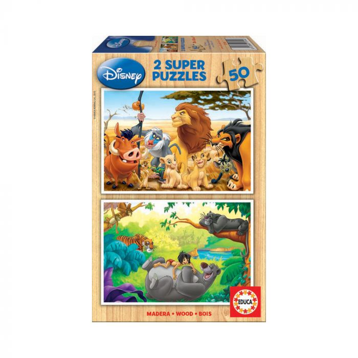 Puzzle Lion King/Jungle book 2x50pc