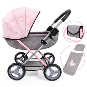 Cosy Doll's Pram with Bag & Accessories (Pink)