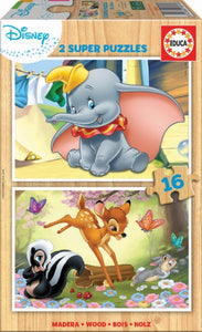 Puzzle 2 x 16pc Animals Dumbo & Bambi