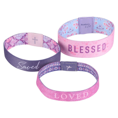 Elastic Wristband - Loved Saved Blessed (Pack of 3)